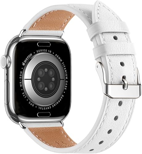 Miniatura 7 de Bestig - Correa de repuesto para Apple Watch de 1.49, 1.57, 1.65 pulgadas y 1.73pulgadas, de cuero auténtico, para iWatch series 6, SE, 5, 4, 3, 2,