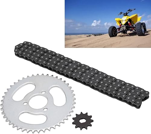 Miniatura 7 de T8F - Cadena de piñón delantero y trasero, juego de piñones de cadena de motor de acero para karts modificados, cuatrimotos y mini motocicletas,