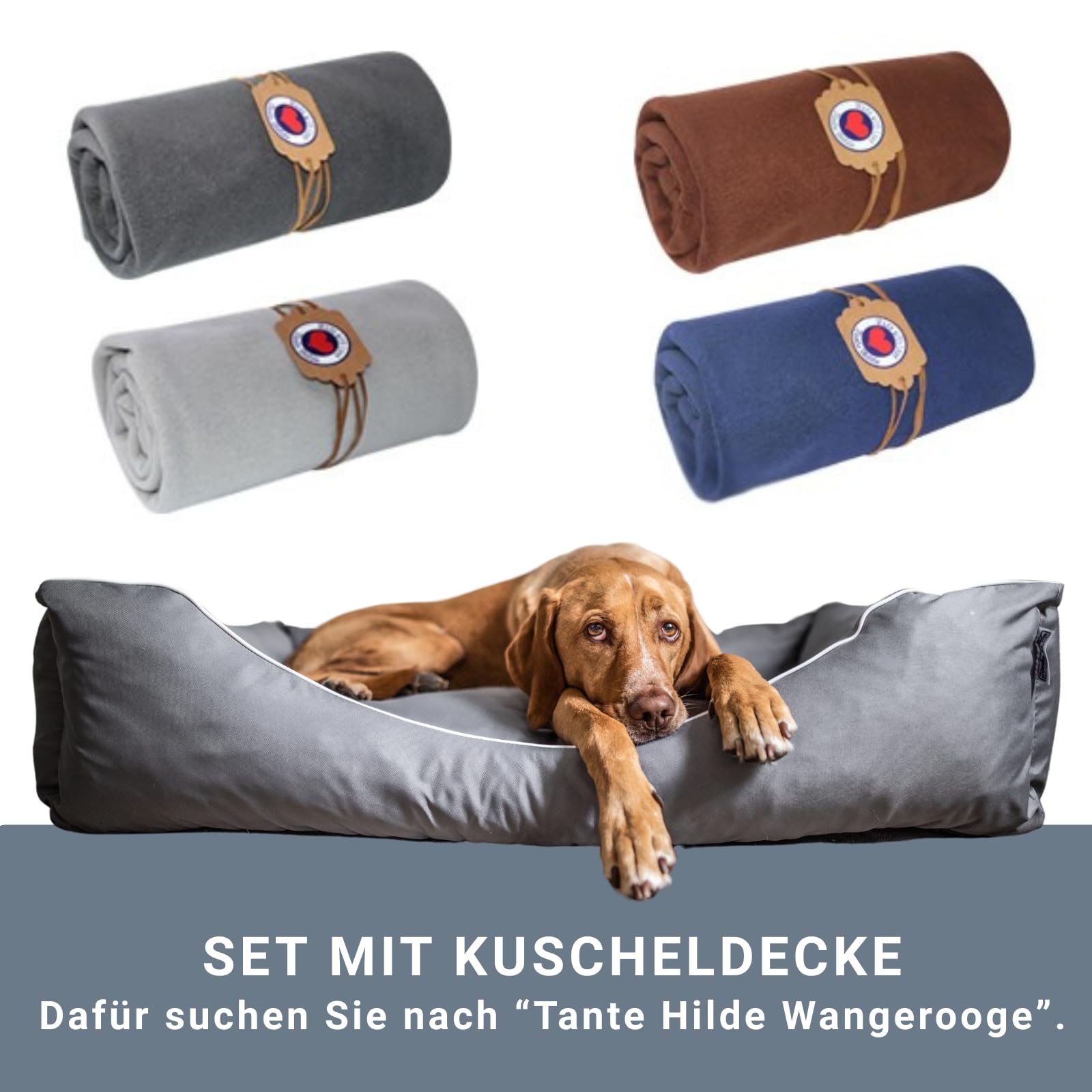 Tante Hilde Hundebett Norderney – Waschbar, Robust, Hochwertig, Größenauswahl - Hundekorb, Hundekissen (Schwarz XL 80x60 cm, Ideal für kleine Hunde)