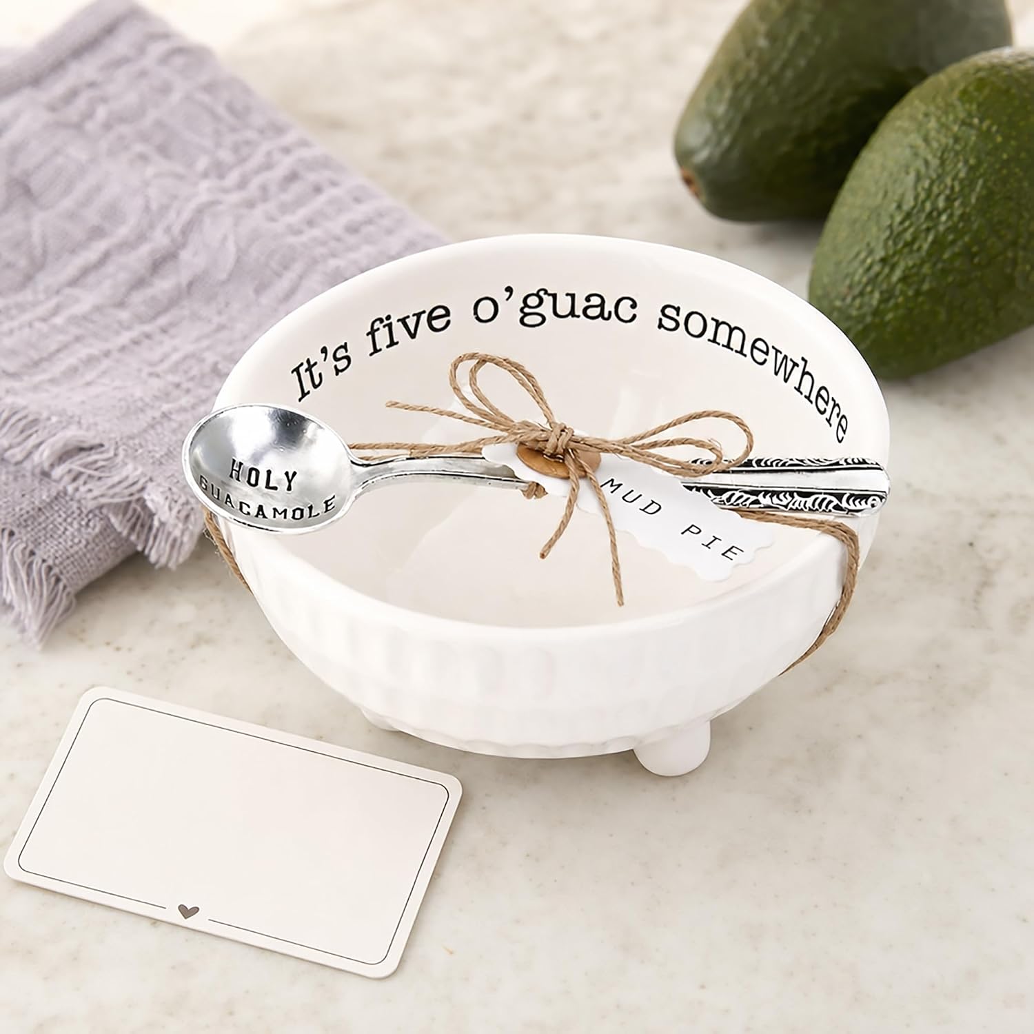 Mud Pie 4851076 Guacamole Serving Dish Set, White image 2