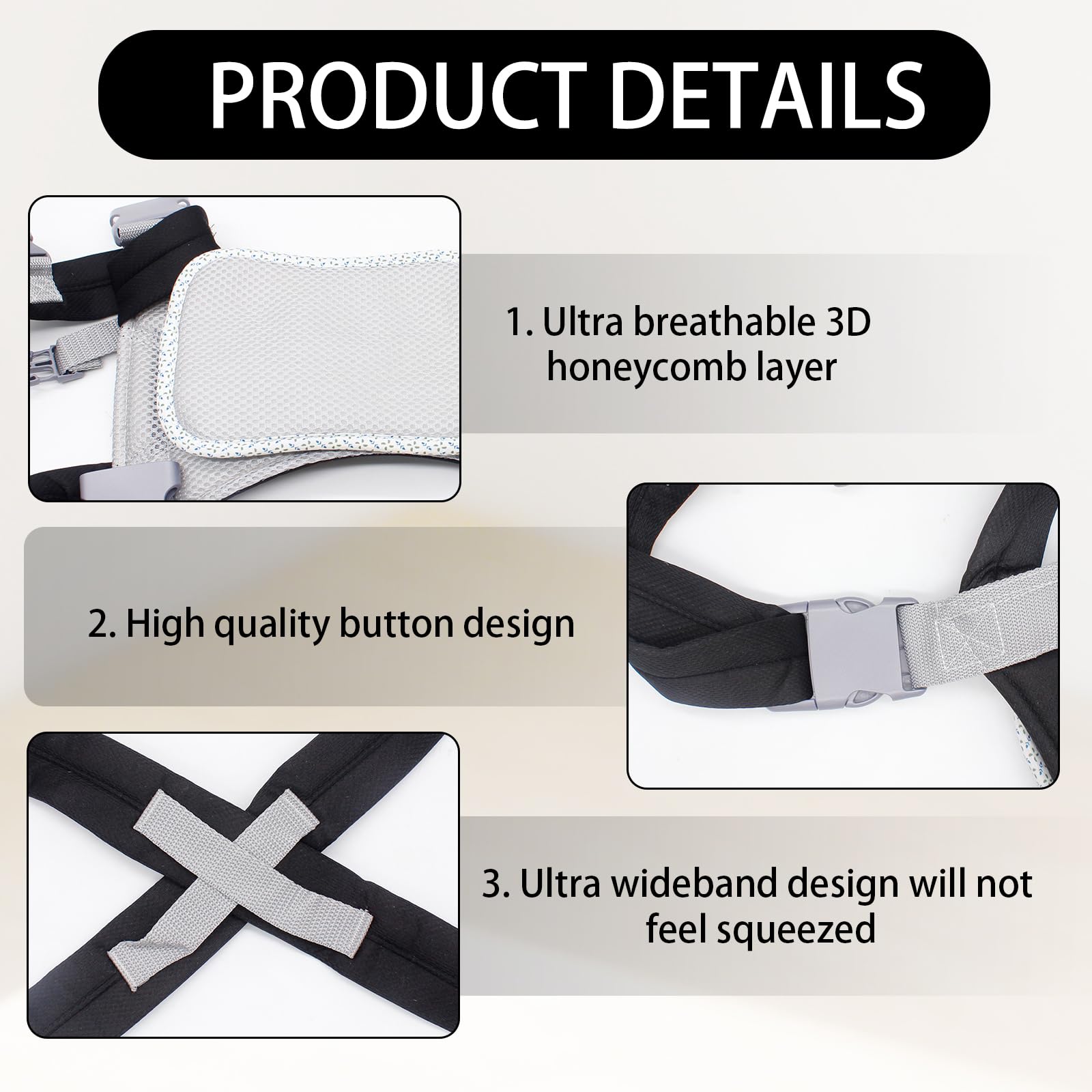 Marsupio Neonato, Regolabile Portantina Bebè,Marsupio Bambino,Regolabile Portantina Bebè per Neonato e Bambino fino a 15kg (Nero) - 4