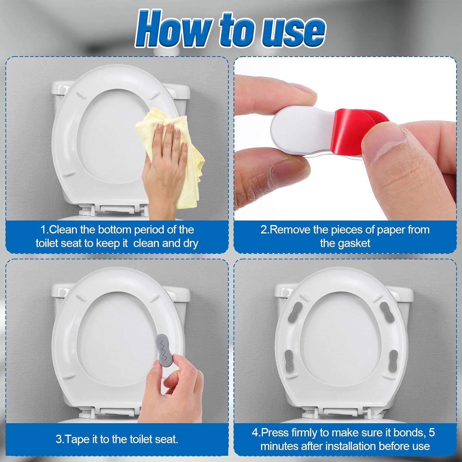 TIESOME 8Pcs Toilet Seat Bumpers for Bidet, Universal Strong Adhesive Spacers Toilet Lid Rubber Bumpers for All Toilet Seats, Evenly Distributes Weight to Prevent Seat and Bowl Damage(Arc)
