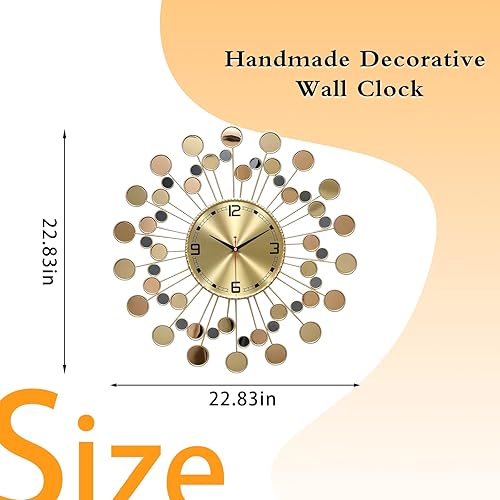 Miniatura 57 de Reloj de pared grande de 39 pulgadas, estilo nórdico naranja moderno, funciona con pilas, reloj decorativo de metal silencioso para sala de estar