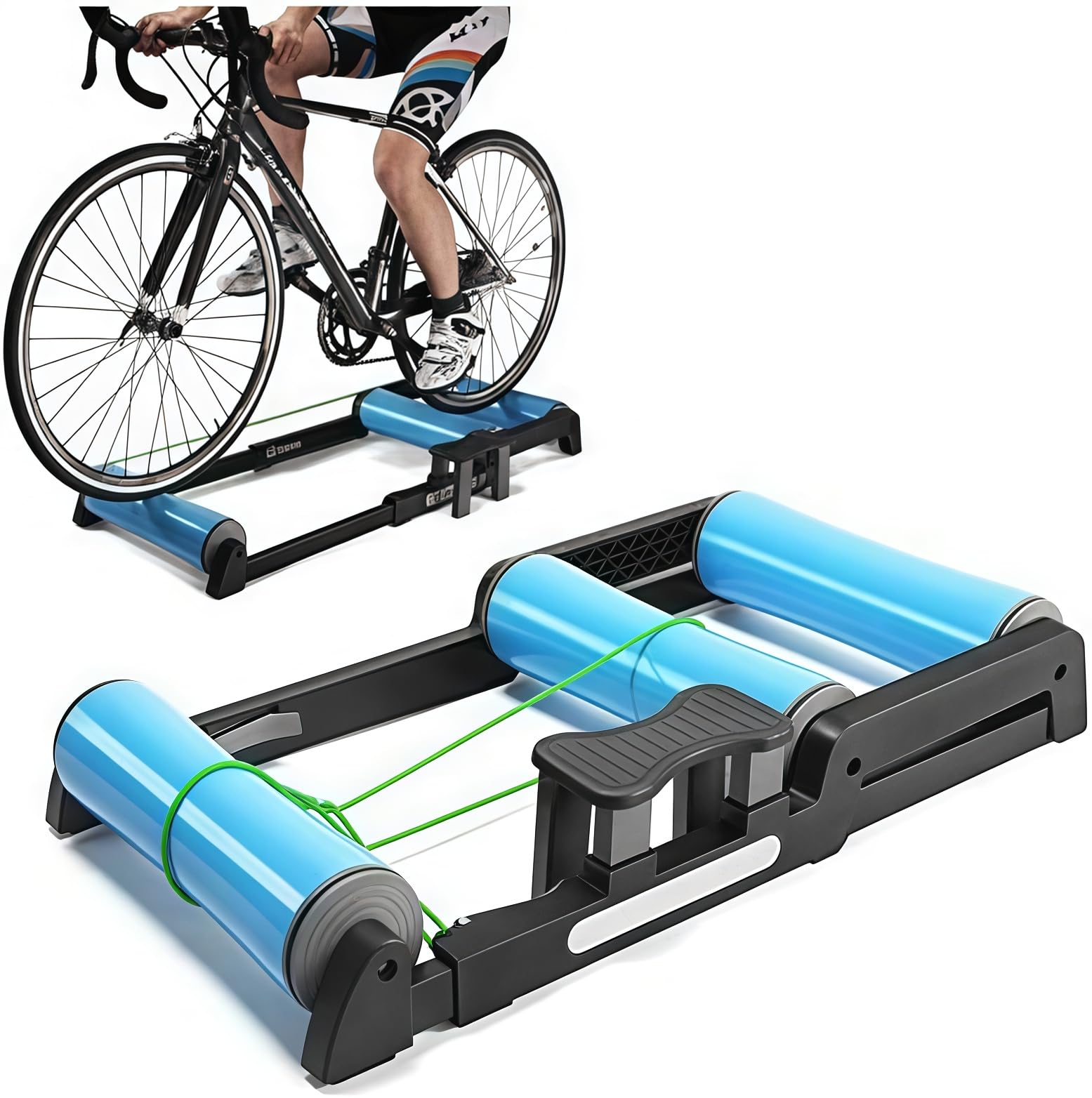 Rulli pieghevoli per bicicletta, con staffa per allenamento e resistenza, per mountain bike, bici da strada, bici da strada