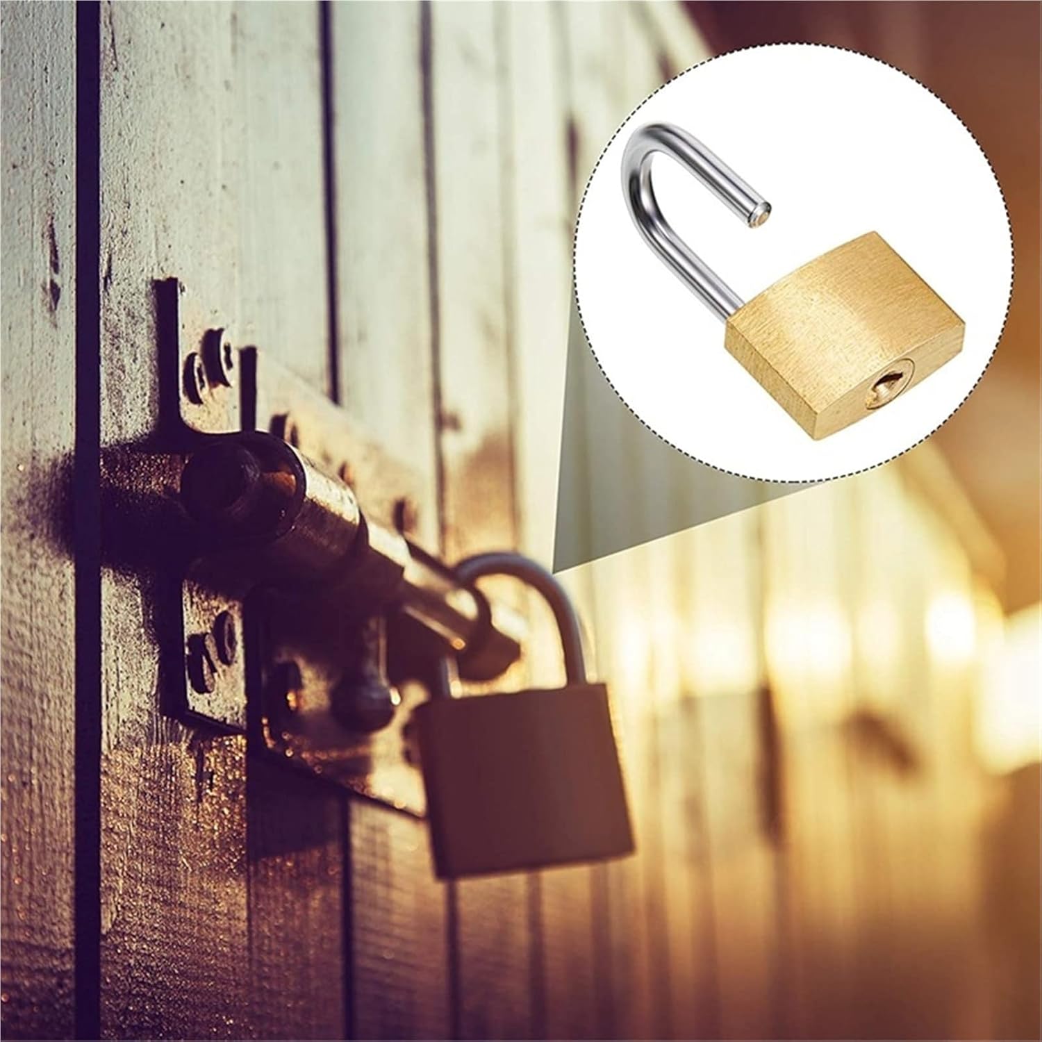 Mini Padlock Small Padlock Solid Brass Locks Gold with 3 Key for Luggage Lock Backpack Locker Lock 1Pcs