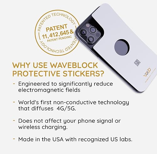 Miniatura 8 de WaveBlock iProtect - Adhesivo de protección para iPhone 15, bloqueador de daños para teléfono celular, reducción de escudo 5G, se adapta debajo de