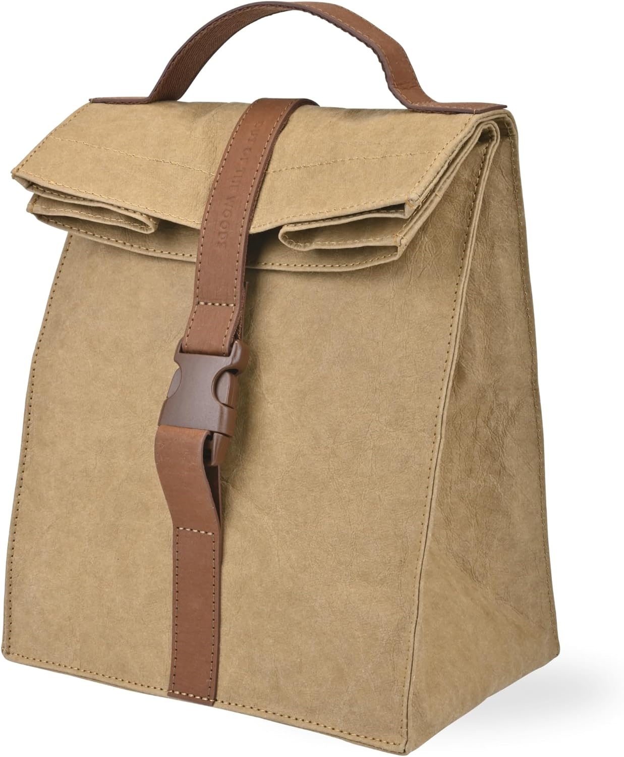 Out of the Woods Paper Bag Lunch Cooler, Reusable and Eco-Friendly, Insulated, Keeps Lunch Fresh, Washable Paper, Water Resistant Exterior, Brass Buckle, Brown (Updated)