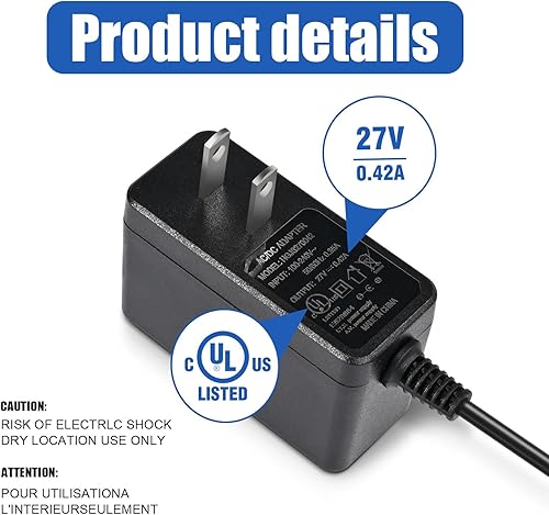 Miniatura 5 de Cargador de pistola de masaje de imagen más nítida de 27 V compatible con pistola de masaje Sharper Image 2437599 (no para 18V) 1011666 1013002