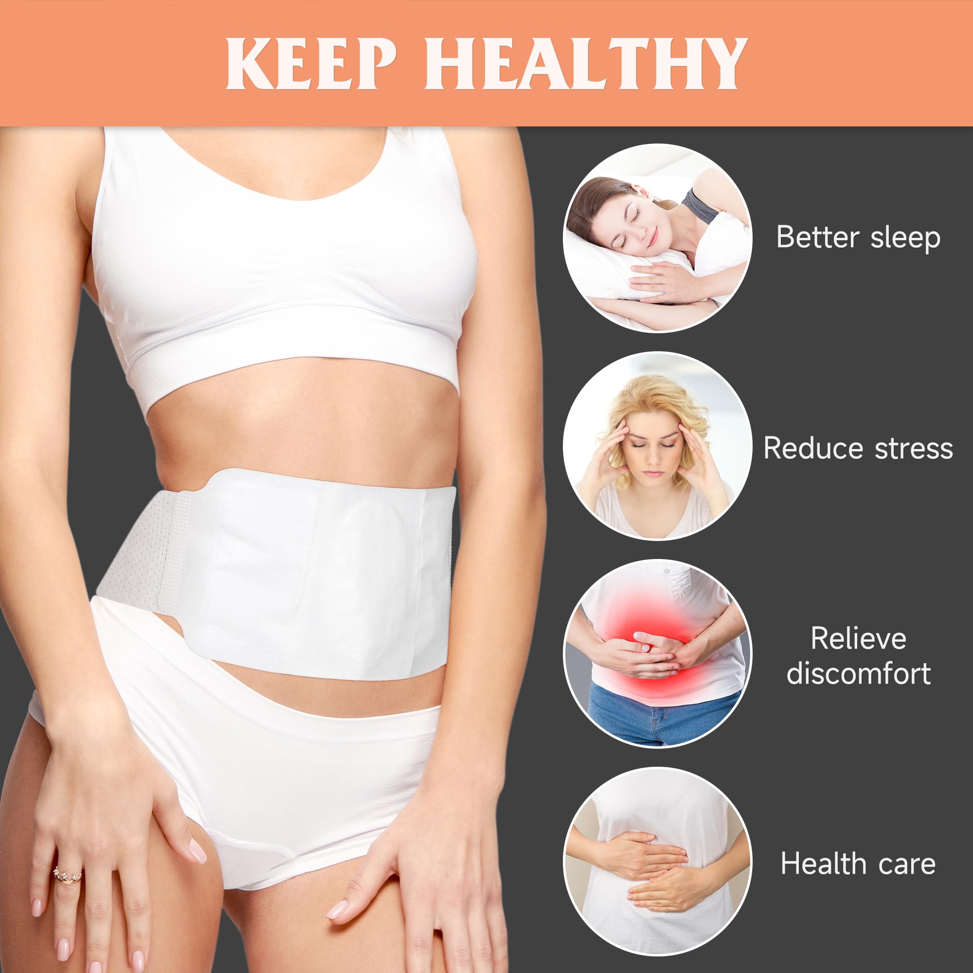 Poochies Sprouts 10Pcs Disposable Castor Oil Pack Wrap, No-Wash, Self-Adhesive Stomach Wrap, Castor Packs (Oil Not Included), White