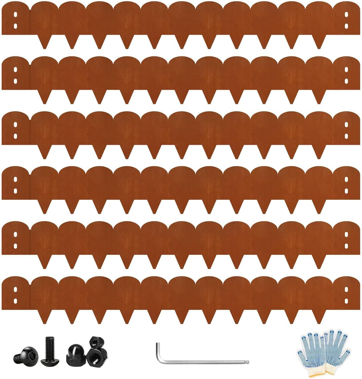 Cor Ten Steel Landscape Edging 6 Inch Tall X L 40 Inch, Rustic Bendable Metal Edging for Landscaping, Garden, Lawn, Flower Beds, Yard| DIY Rust-Resistant Scalloped Garden Border(Total 20ft.)