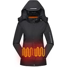 TauLene Men Heated Jacket Women Waterproof Heated jackets for Men Unisex Windproof Insulated Coat with Detachable Hood