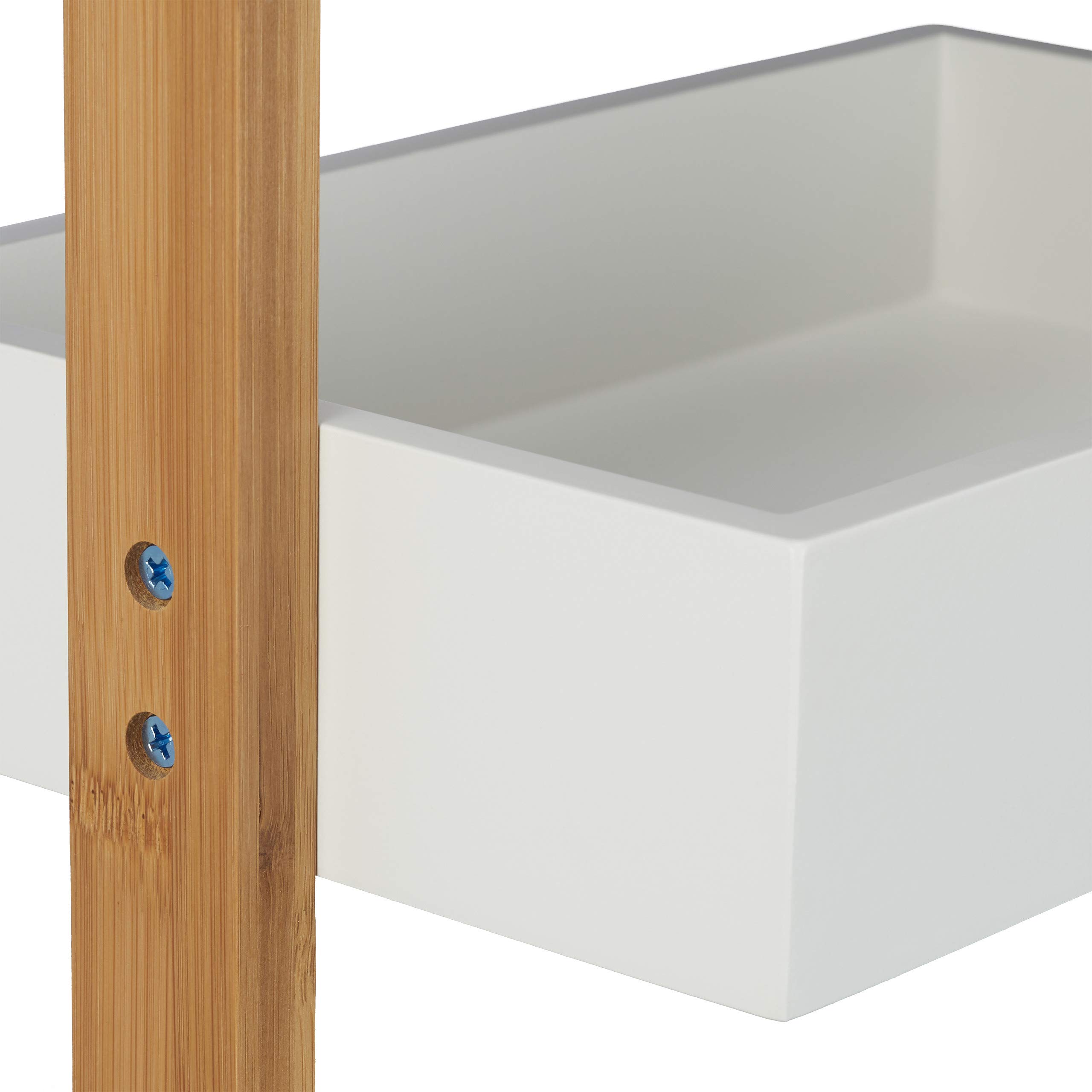 Relaxdays Scaffale bagno in bambù con 3 cestini ripiani mensole di MDF HxLxP: 76 x 30 x 18,5 cm bianco/beige