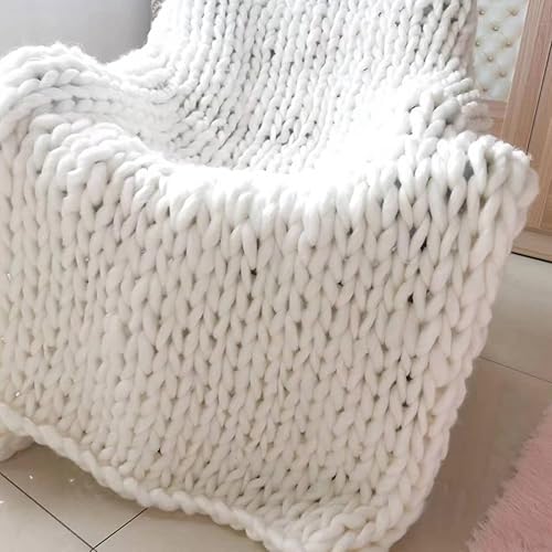 Miniatura 7 de Manta de punto grueso, para todas las estaciones, tejida a mano, suave y esponjosa, trenzada para sofá, cama, decoración del hogar (50 x 60