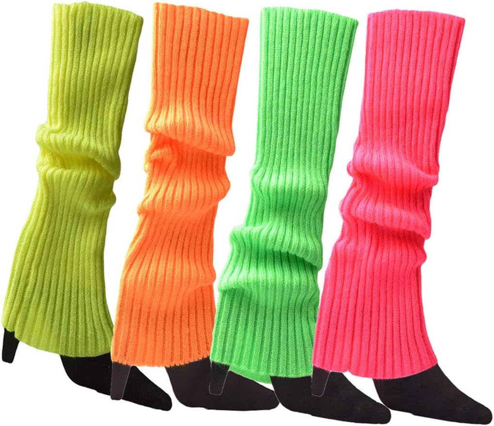 Leg Warmers For Women Girls 80s Ribbed Knitted Long Socks Boots Cuff For Retro Party Costume Ballet Dance Sports Halloween Party Accessories