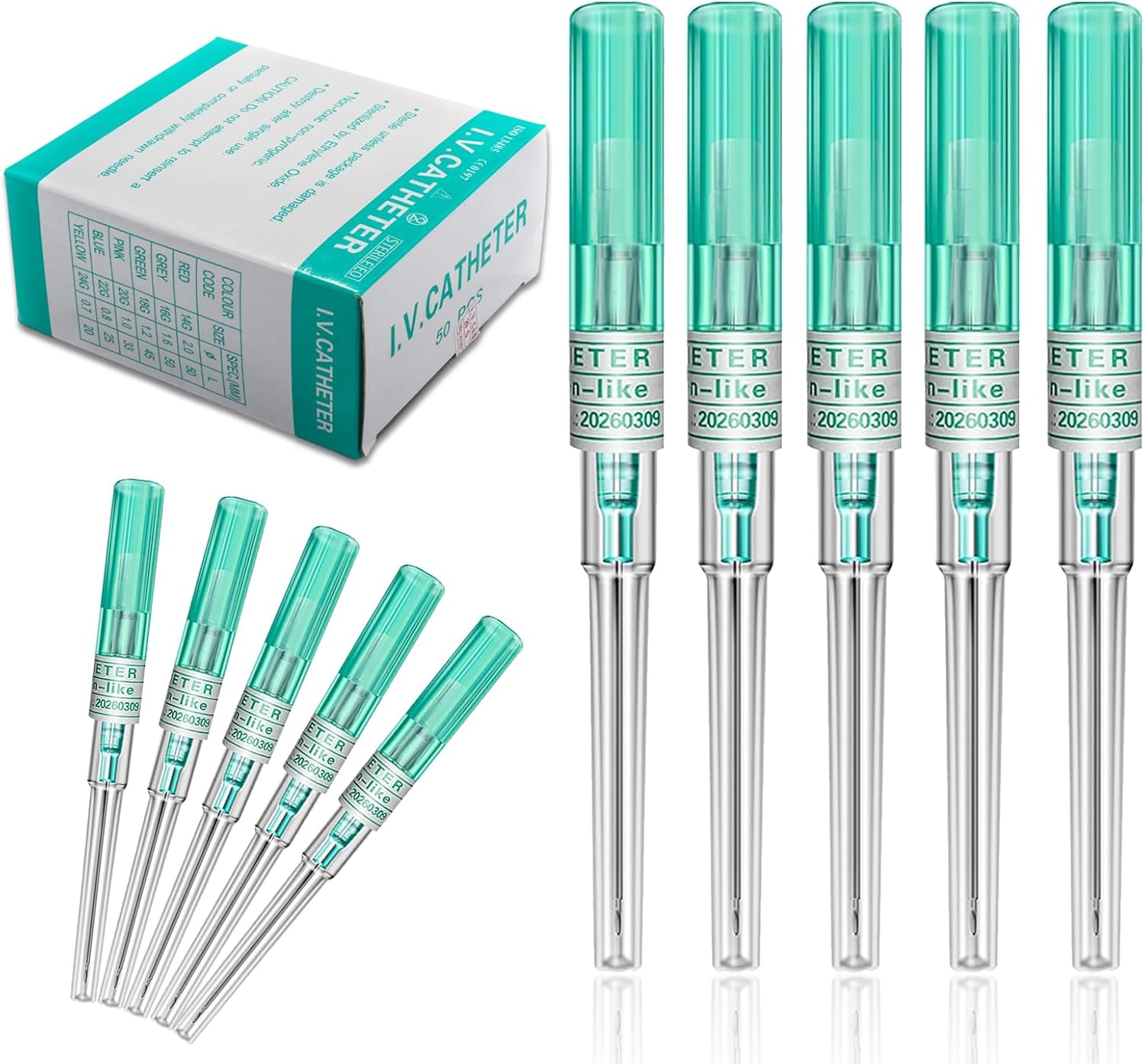 18G Catheter Piercing Needles 50Pcs - Slim Hollow Professional Needles, 316L Stainless Steel for Delicate Ear Brow Lip Piercing