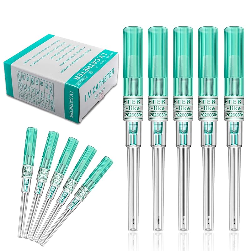 Agulhas tipo cateter para piercing 18G, pacote com 50 unidades