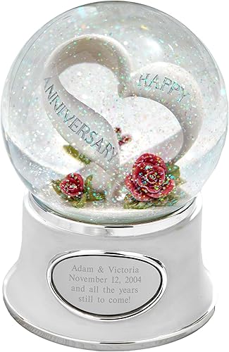 THINGS REMEMBERED Globo de nieve musical de corazón grabado para celebración de aniversario, reproduce música "The Anniversary Song", regalo hermoso
