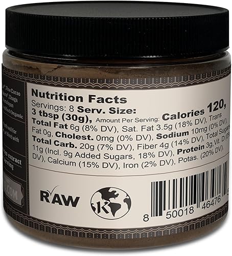 Miniatura 3 de Rawmio Chocolate caliente orgánico clásico con champiñones y cacao, vegano, kosher, bajo en grasa y sin gluten, paquete de 1, 8.5 onzas