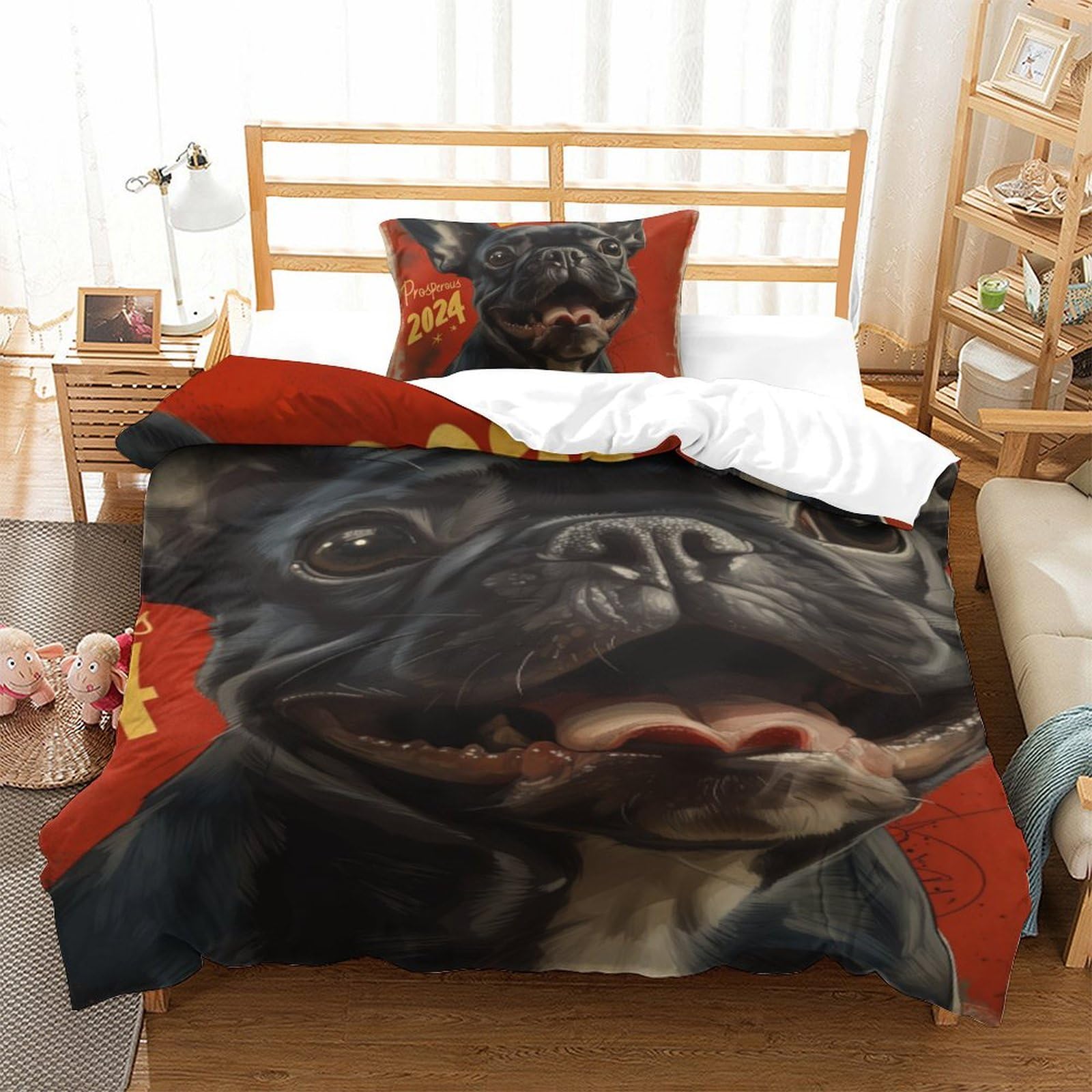 Housse de couette bouledogue français pour chambre d'enfant