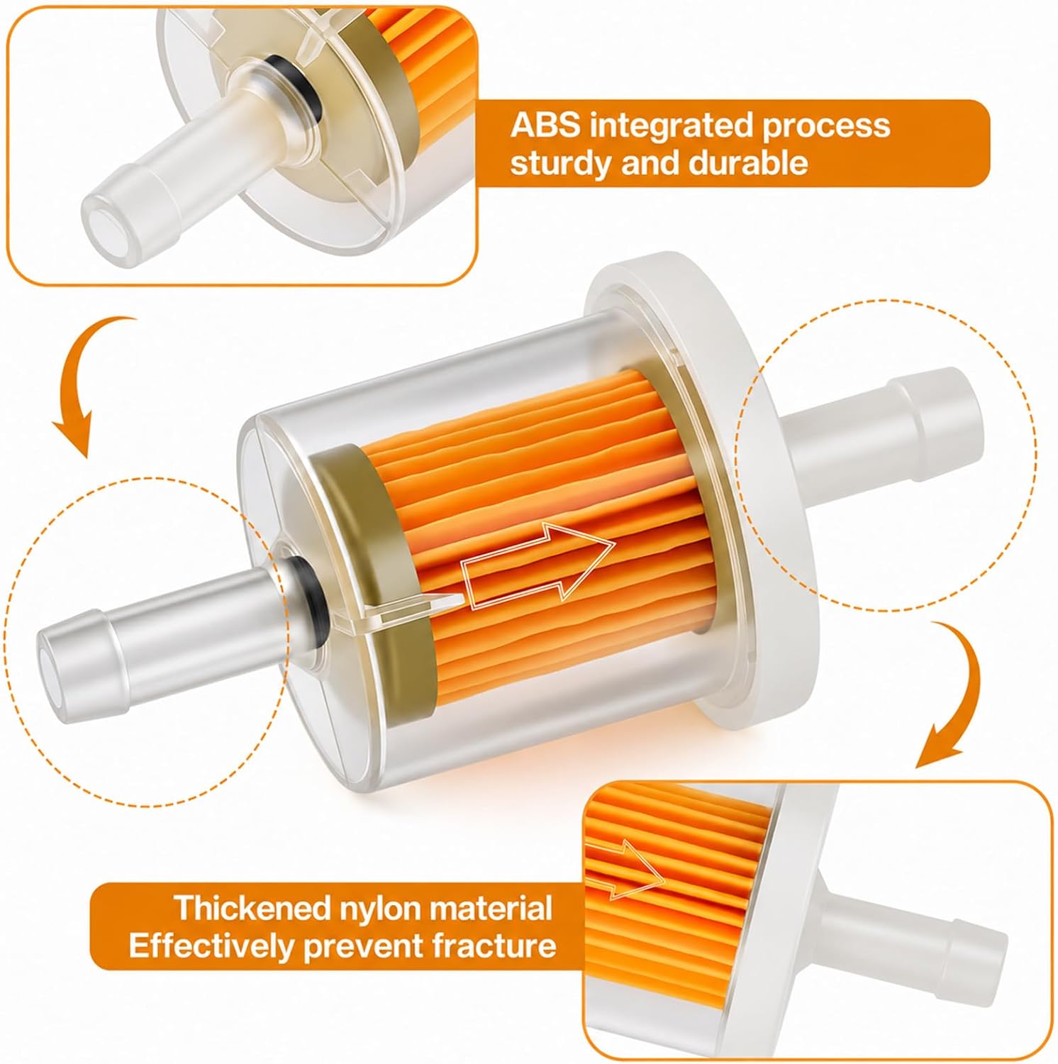 5PCS 1/4" Inline Fuel Filter Kit with Magnet for Kawasaki, Kohler, John Deere, Lawn Mower, Briggs and Stratton Engine, Small Engine, Upgrade Universal Replacement Fuel Filter 40 Micron