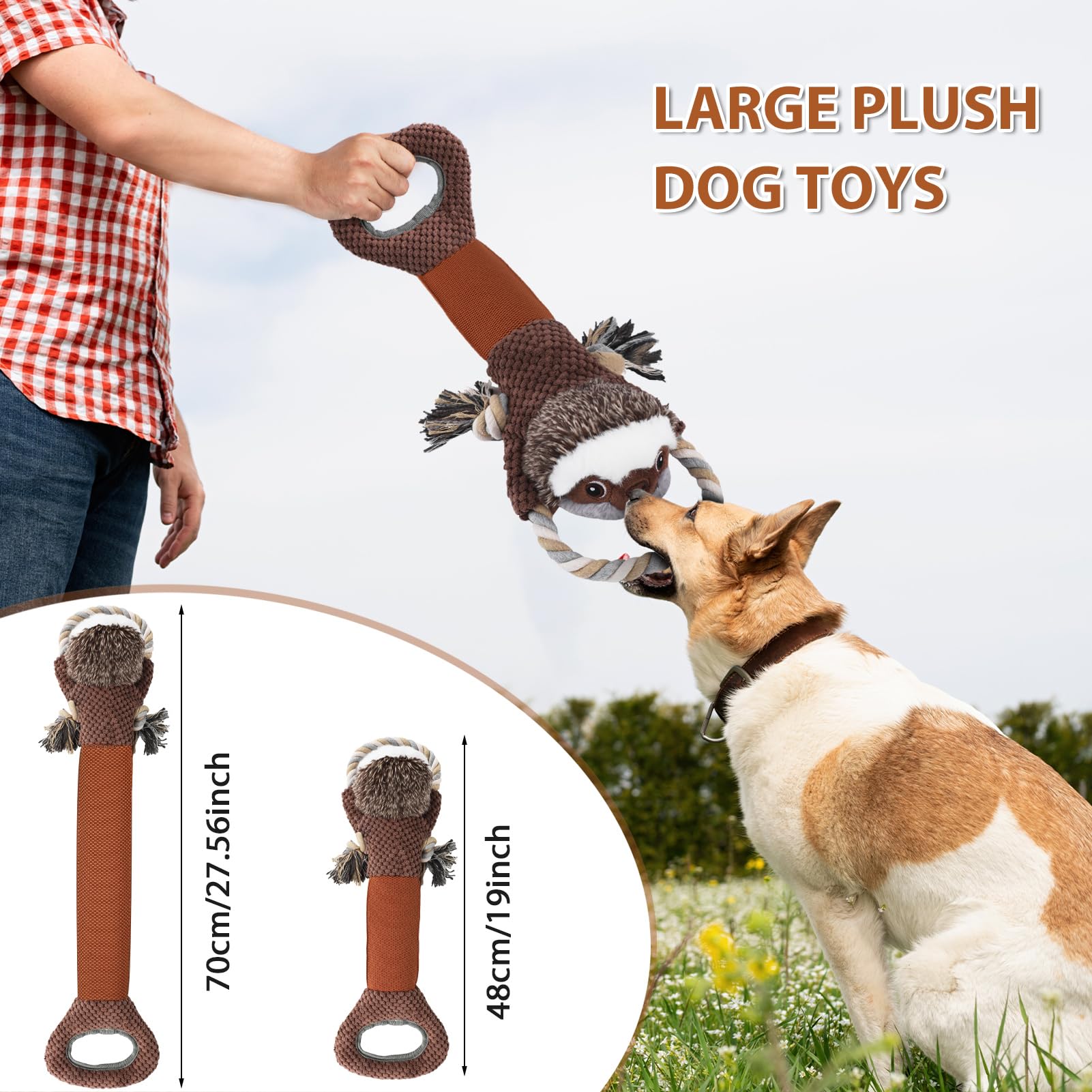 Juguetes chirriantes de felpa grandes para perros con papel arrugado, juguetes de tira y afloja para cachorros, juguetes interactivos para masticar perros pequeños, medianos y grandes