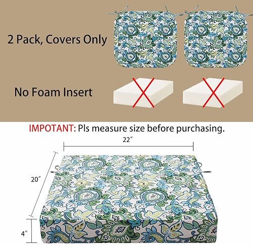 Miniatura 3 de Magpie Fabrics Funda de cojín de repuesto para interiores y exteriores, paquete de 2 unidades, sin relleno. Funda repelente al agua con lazos