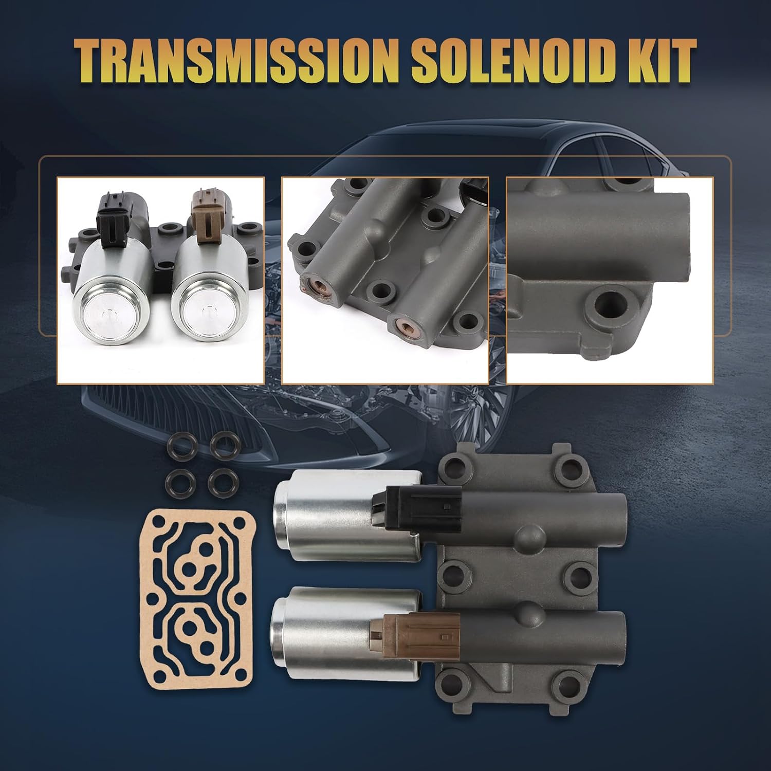 28260-PRP-014 Transmission Dual Linear Shift Solenoid with Gasket Fit for Acura Rsx 2002-2006, Tsx 2004-2008, for Honda Accord CR-V Element 2003-2008 Replace 28260PRP014