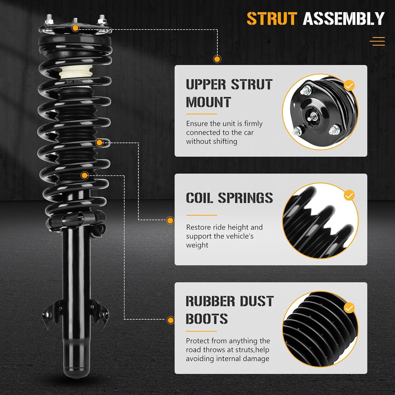 Front Complete Strut Coil Spring Assembly Shock Absorber Compatible with Mazda 6 2003 2004 2005 2006 2007 2008, Replace 172195 (Set of 2)