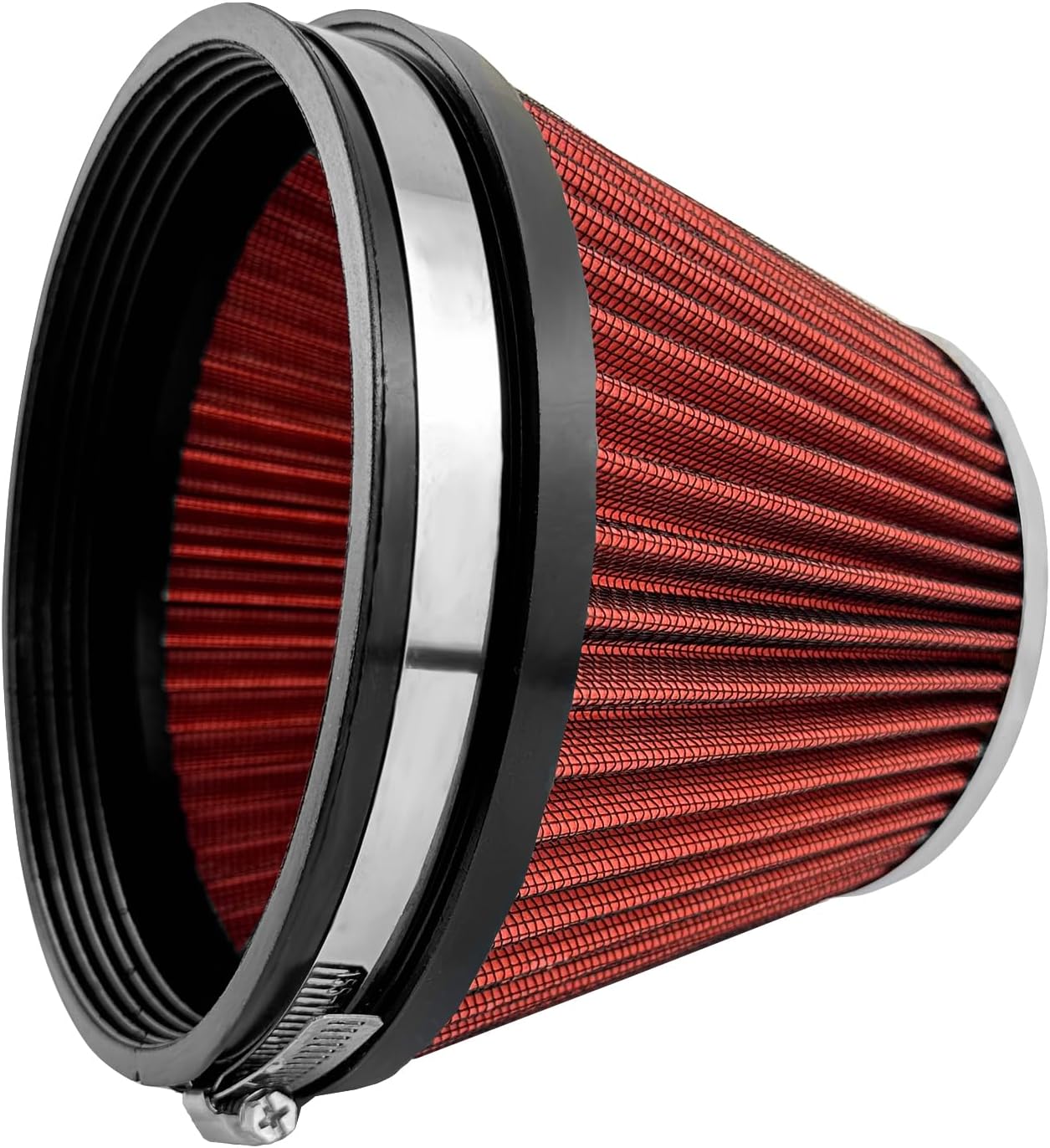 Universal Clamp-On Air Intake Filter, High Performance, Washable Filter, Replacement Air Filter, Flange Diameter 6inch/152mm (Red)