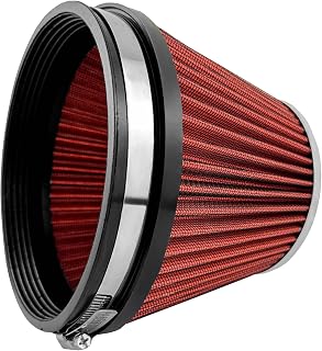 Universal Clamp-On Air Intake Filter, High Performance, Washable Filter, Replacement Air Filter, Flange Diameter 6inch/152mm (Red)