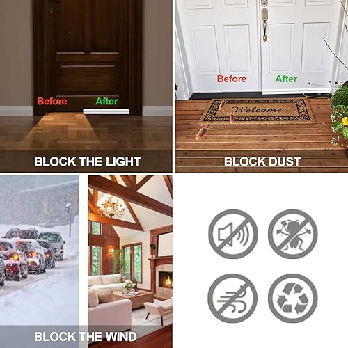 Miniatura 9 de Tapón de puerta para debajo de la puerta, bloqueador de corrientes de aire, aislador, barrido, burlete de ruido, adhesivo fuerte, 39 pulgadas de