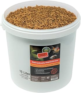 SUPERWURM 10 Liter getrocknete Mehlwürmer - Insekten getrocknet - Futter Snack für Fische, Wildvögel, Igel, Wachtel, Hamster, Ideales Igelfutter, Vogelfutter product image