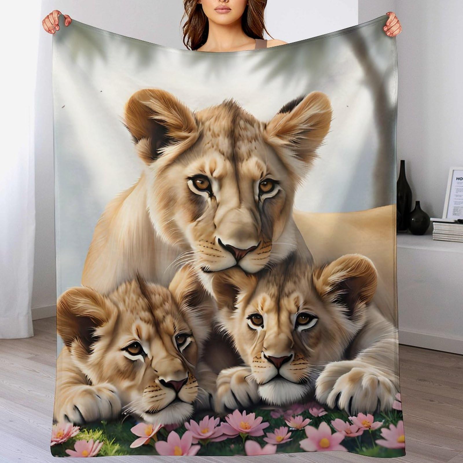 Ultra Soft Fleece Lion Throw Plush Blanket Soft Fluffy Flannel Material – Home Decor Bed, Couch, Sofa Travel Nap Throws Blanket（150×200cm）