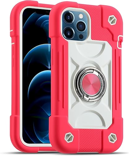 Miniatura 8 de MARKILL Funda compatible con iPhone 12 Pro Max de 6.7 pulgadas con soporte de anillo, protección contra caídas de grado militar, cuerpo completo,