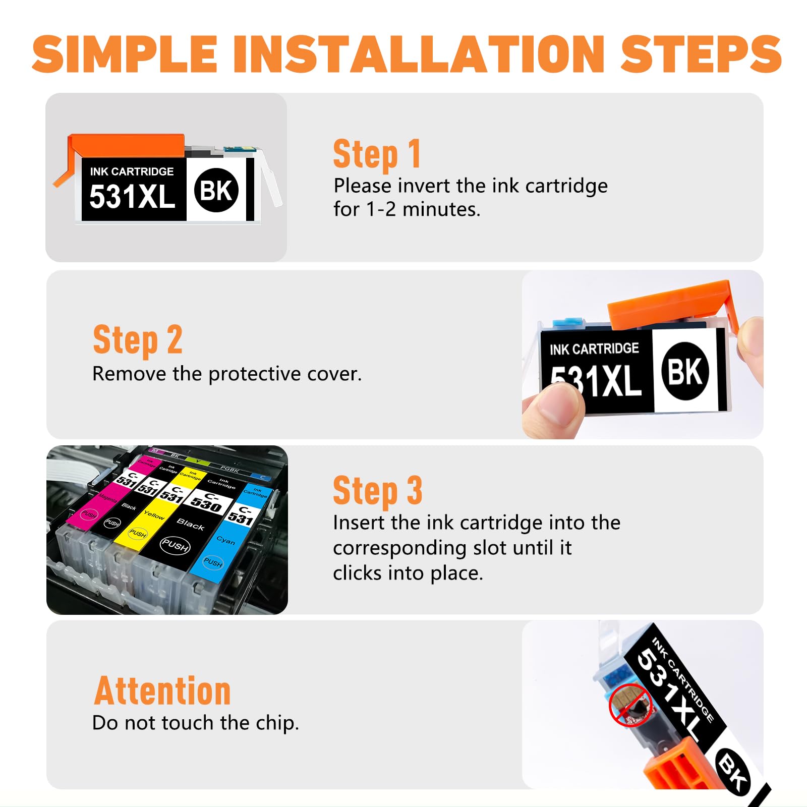 hehua 530 531 XXL TS8750 Cartuchos de Tinta Multipack Compatible para Canon PGI-530 CLI-531 Cartuchos Compatible para Canon PIXMA TS8750 TS8751 Cartuchos de Impresora PGI530 CLI531 (Paquete de 12) - 5