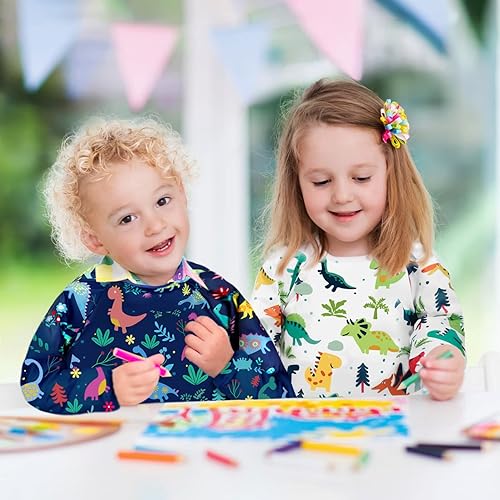 Miniatura 6 de Bassion Delantales de manga larga con 3 bolsillos para niños de 2 a 6 años