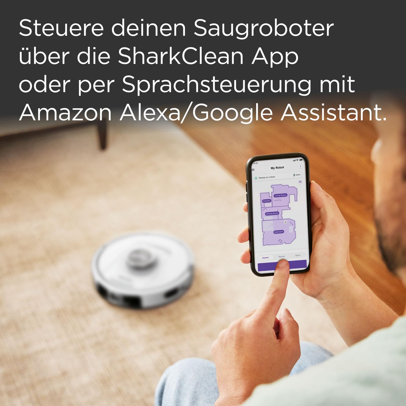 Shark PowerDetect Saugroboter selbstleerend mit 3D- & LiDAR-Navigation, Anti-Allergen- & Anti-Geruch-Basis, NeverStuck-Hindernisumgehung, für Teppiche, Hartböden & Tierhaare, Weiß AV2820VEEUWH