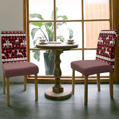 Vista 10 de Z&L Home Juego de 6 fundas protectoras de silla de muñeco de nieve de Navidad, fundas elásticas extraíbles para sillas de comedor, color rojo árbol