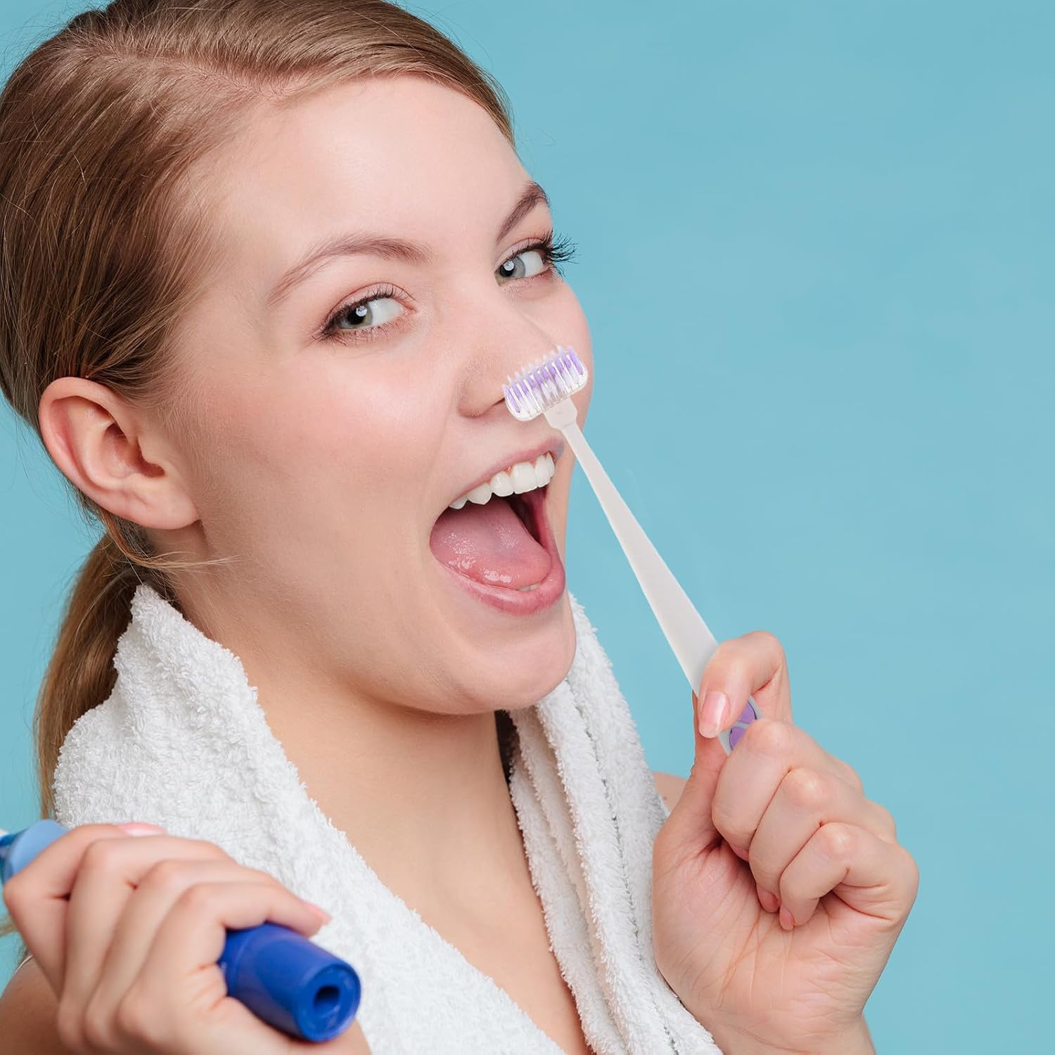 4pcs T Shaped Rotating Toothbrush Soft Bristles for Adults Family Use