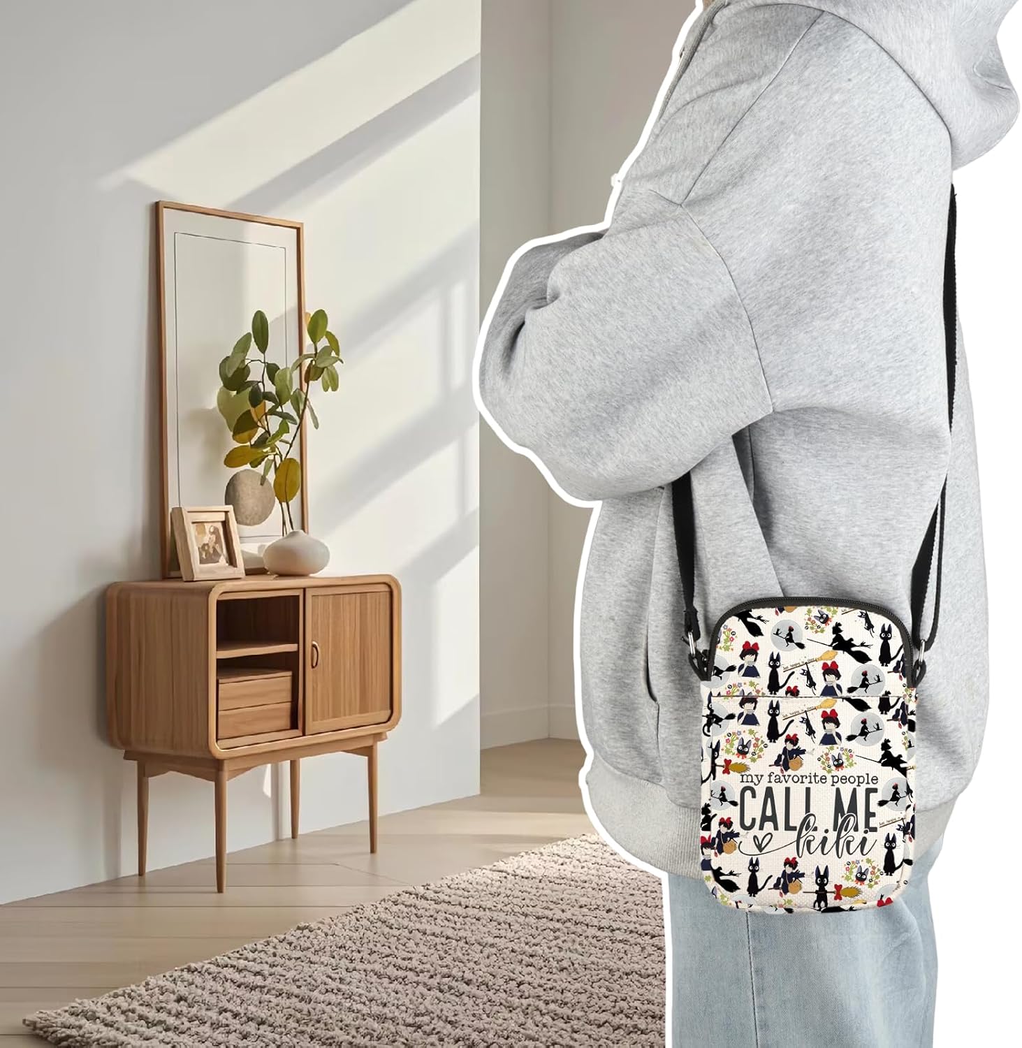 MBMSO Kiki and Jiji Crossbody Bag Animated Movie Theme Gifts for Manga Fans Kiki Delivery Inspired Crossbody Purse for Baker - Image 4