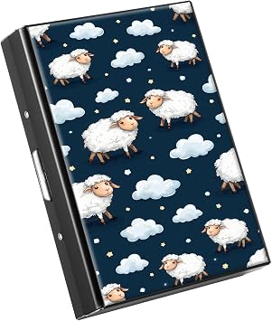 RFID Credit Card Holder Protector Cloud Sheep Metal Credit Card Wallet Small Mini Accordion Card Case Holder for Women Men Minimalist Card Organizer Case