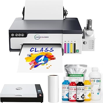 DTF Printer A4 High-Speed Transfer Machine with White Ink Mixing System and Roll Feeder for DIY T-ShirtsDTF Printer+Oven+6 * 250ml Ink+Roll Films+ DTF Powder