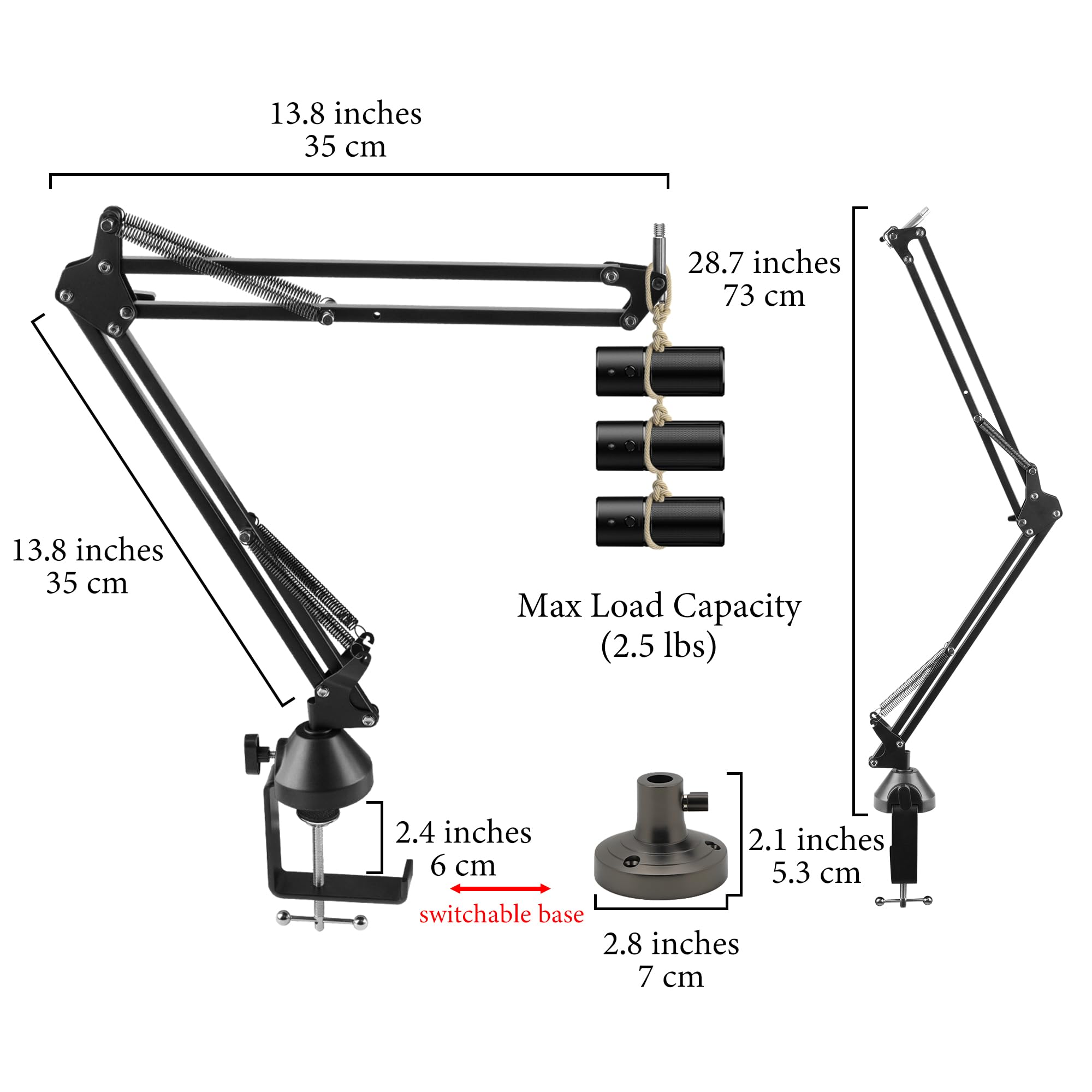 Mikrofonarm kompatibel mit Razer Seiren V3 Mini, X, V2 Pro, V2 X, Elite, Mic Boom Arm mit Tischflanschhalterung, verstellbarer Aufhängungsständer, Schreibtischhalterung