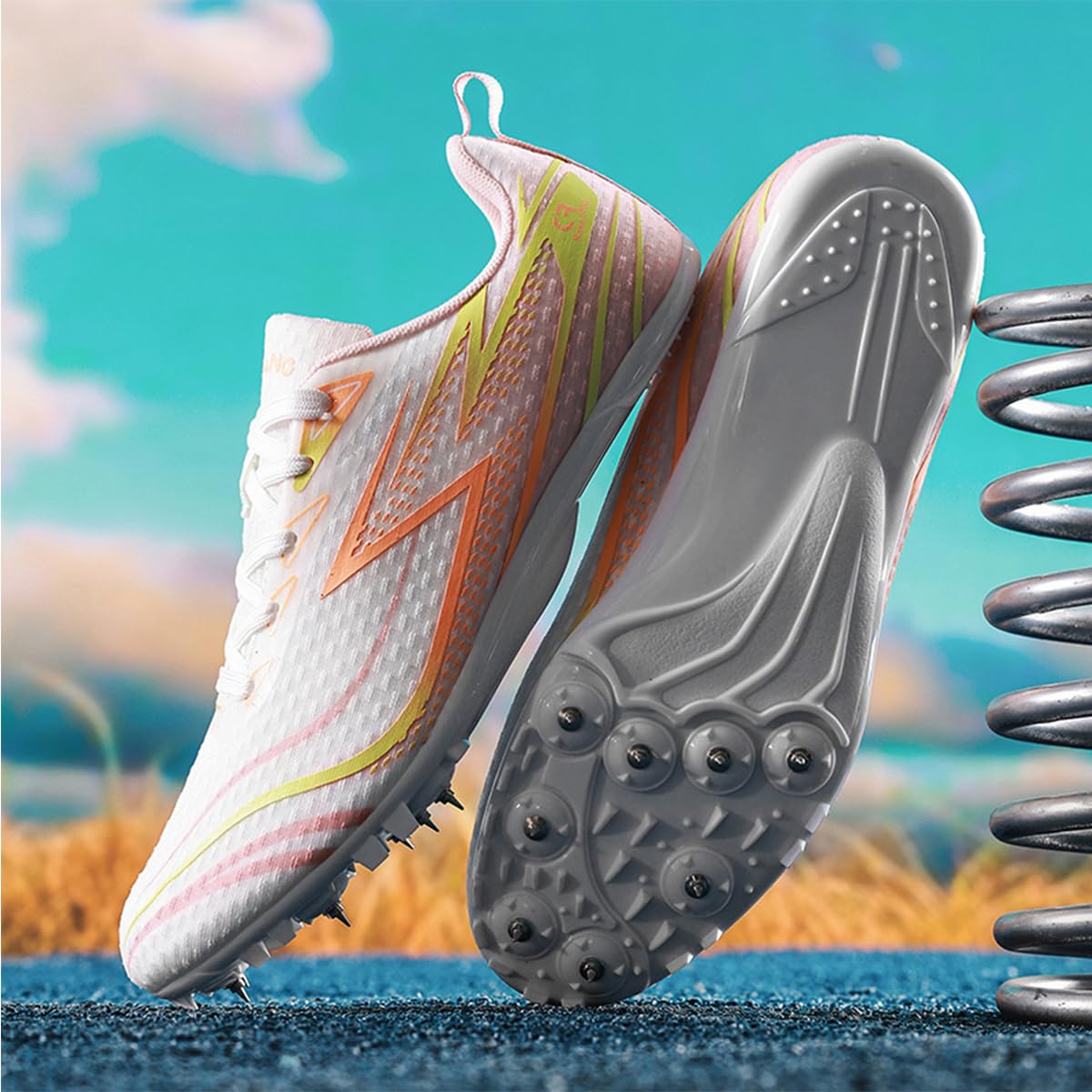 Chaussures d'athlétisme 8 Pointes pour Hommes Femmes Chaussures Course De Sprint Saut pour Sprint et mi-Distance