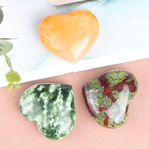 Miniatura 7 de SMQ Piedra de cristal de citrino de 2362in en forma de corazón tallada a mano con piedras preciosas pulidas bolsillo de palma piedras de chakra de