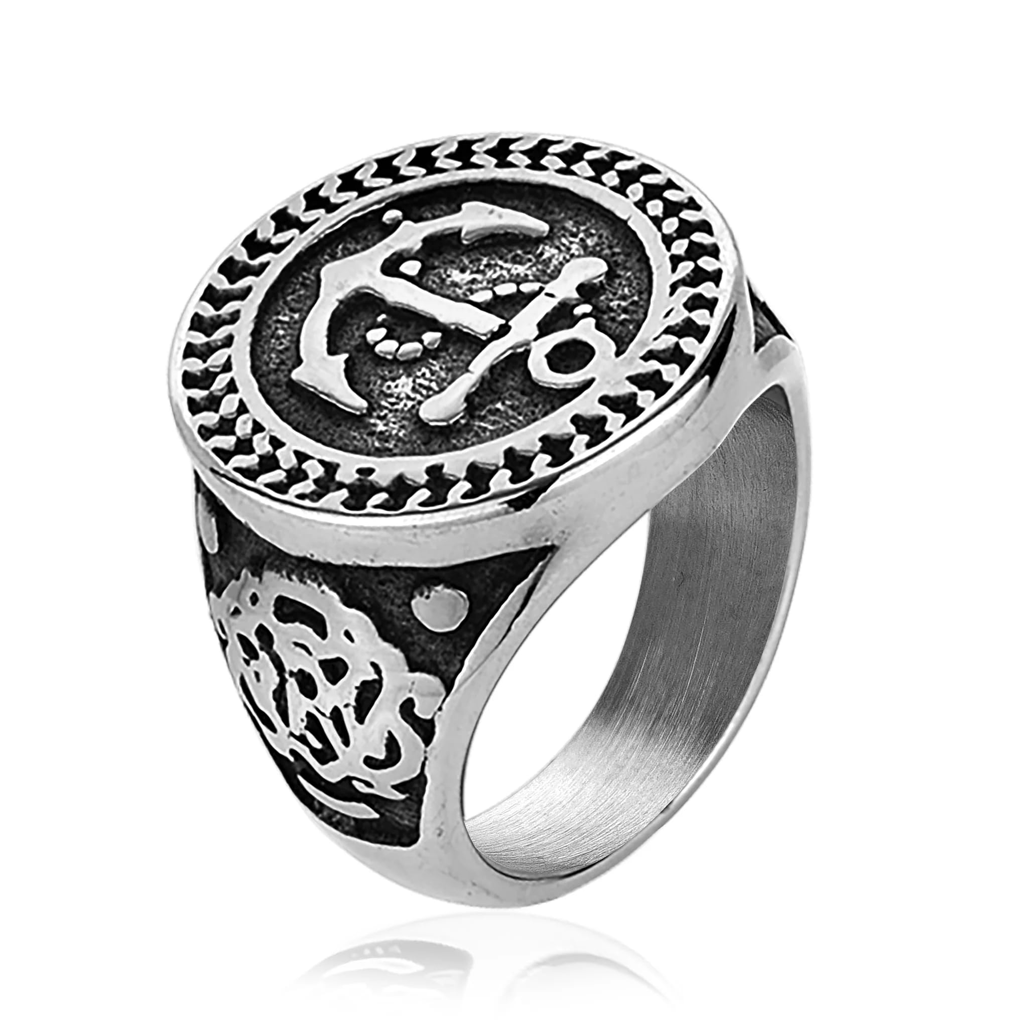 the men thing ANCHOR SIGNET - Titanium Steel Ring for Men and Boys (Size-22)-picture-14