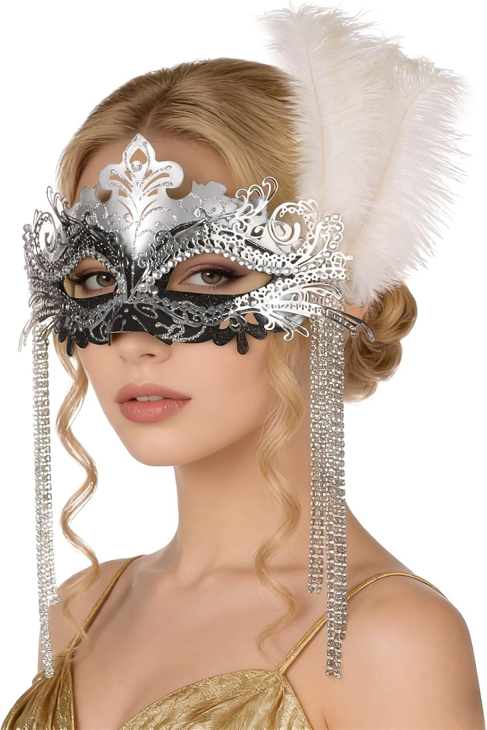 JISEN Masquerade Mask for Women Venetian Mardi Gras Mask for Carnival Party Cosplay