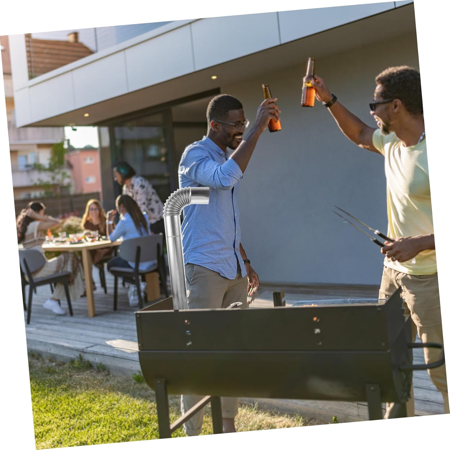 Cabilock 2pcs Stainless Steel Elbow Pipe Straight Pipe Set Essential Chimney Accessories for Efficient Water Heater Ventilation Camping Stove Use