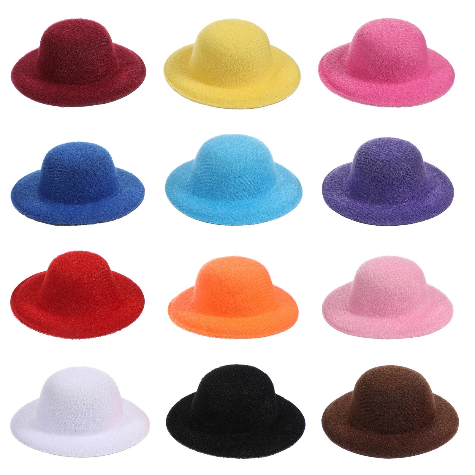 12PCS Mini Formal Hats, Colorful Mini Top Hats Doll Hat for Crafts Miniature Doll Hat for DIY Crafting Hair Accessories and Decorations(2.3"/5.8cm)