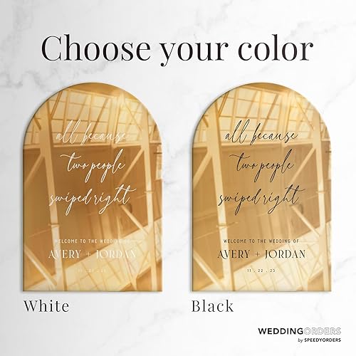 Miniatura 4 de Letrero de bienvenida de boda de acrílico con espejo dorado personalizado, diseño de arco dorado, letrero de bienvenida de boda personalizado con